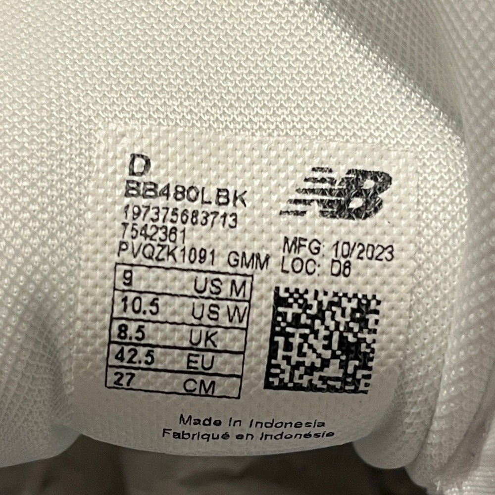 New Balance Unisex 480 Sneakers, Brand New Womens sz 10.5 White & Black Sneakers - Picture 13 of 13